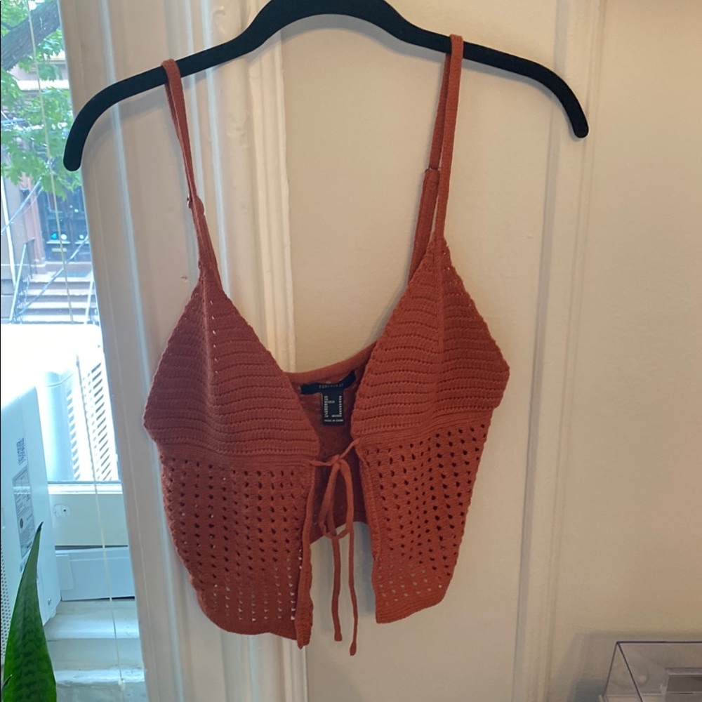 Forever 21 Orange Sleeveless Tie Front Camisole